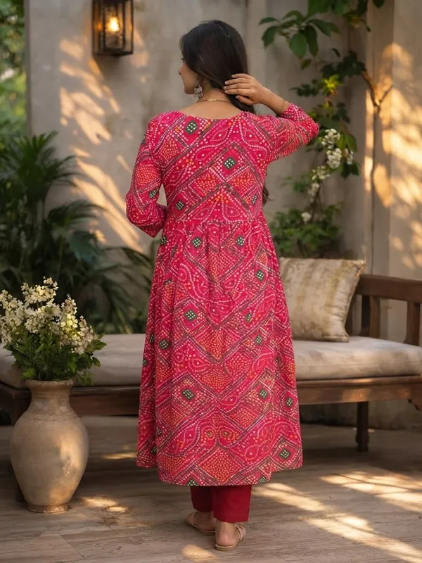 Women_Ladies_Red_Bandhani_Kurti_with_Pant_and_Dupatta_Set,_Heavy_Delta_Silk_Festive_Ethnic_Wear