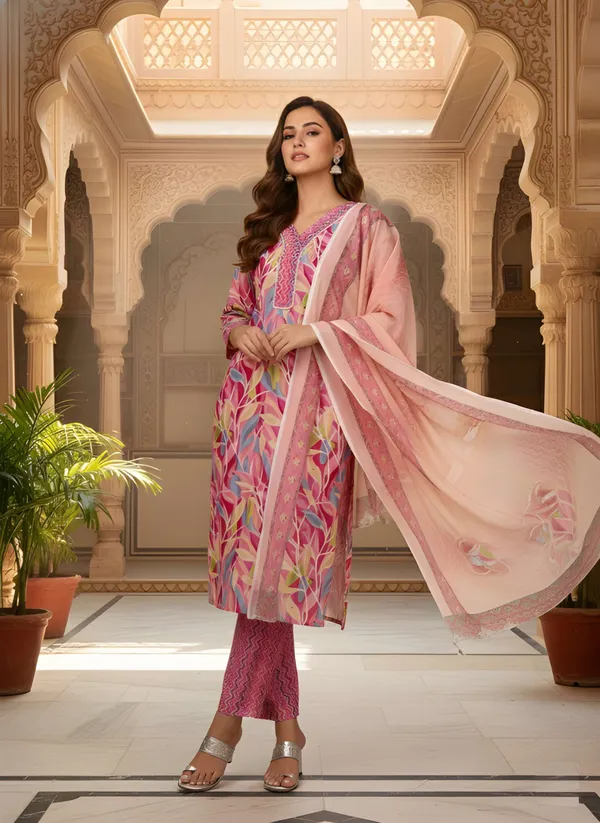 Multicolor_Heavy_Cotton_Blend_kurta_set_For_Women