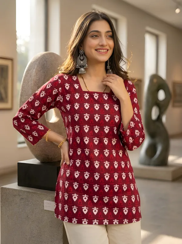 Maroon_Cotton_Tunic_For_Women