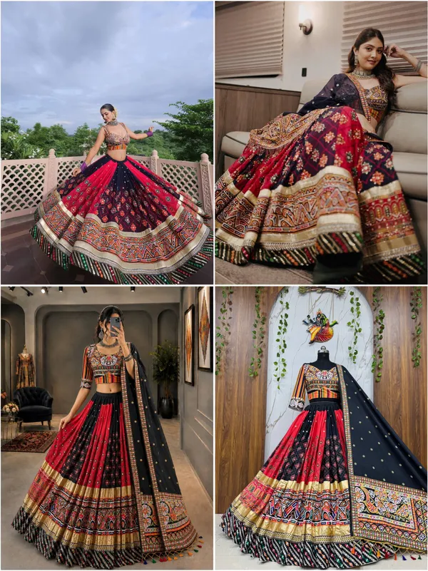 Black_Heavy_Malai_Silk_Lehenga_Choli_Set_For_Women