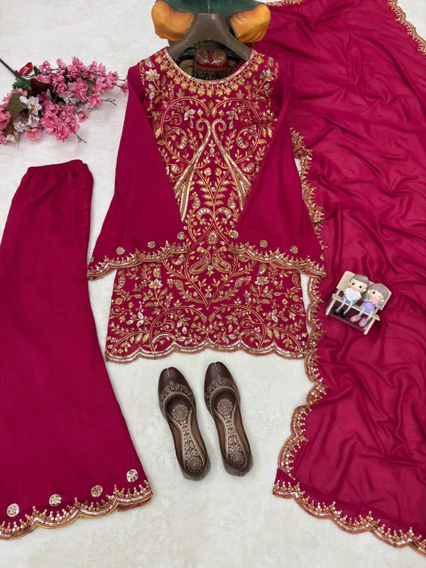 Magenta_Vichitra_Silk_Salwar_Suit_Set_For_Women