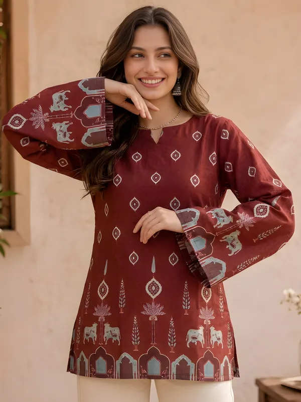 Maroon_Cotton_Kurta_For_Women