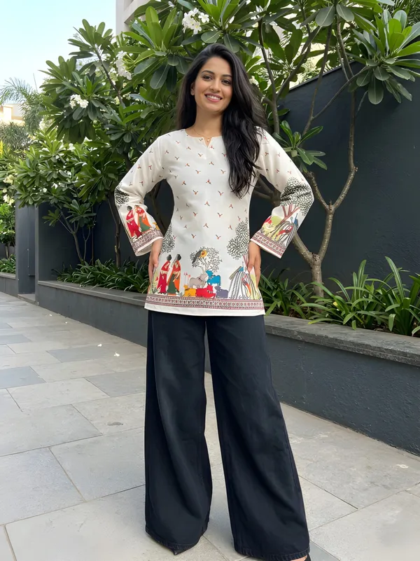 Women'S_Cream_Cotton_Kalamkari_Print_Tunic