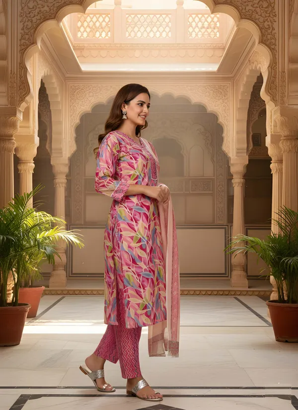Multicolor_Heavy_Cotton_Blend_kurta_set_For_Women
