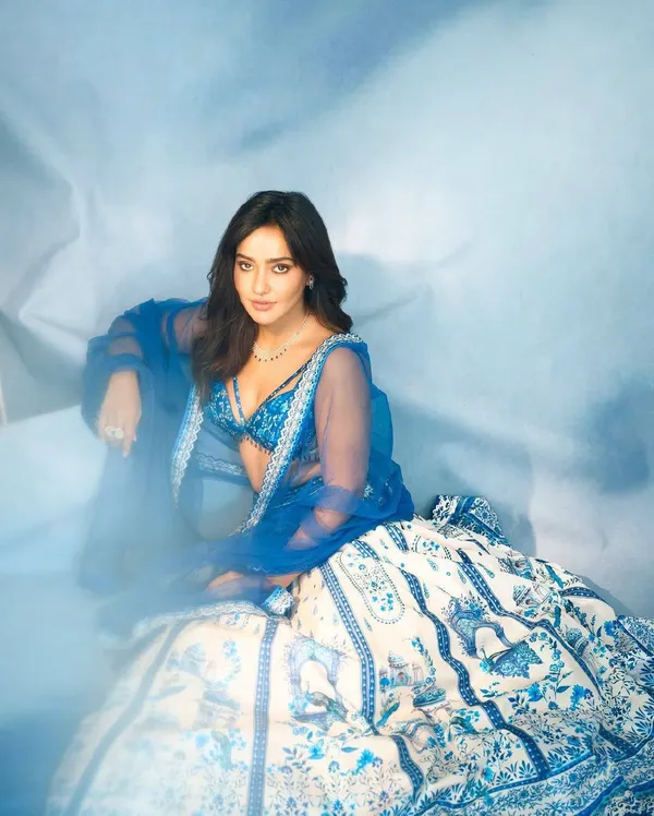 Blue_&_White_Heavy_Muslin_Cotton_Lehenga_Choli_For_Women