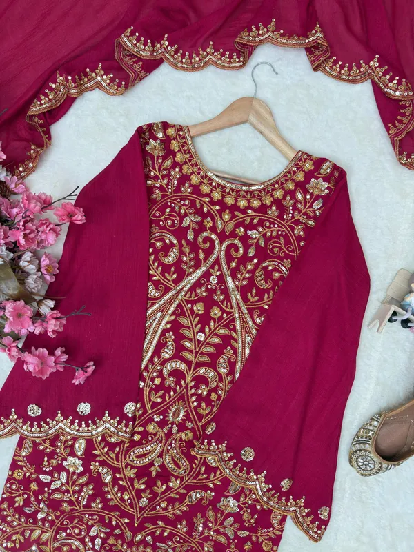 Magenta_Vichitra_Silk_Salwar_Suit_Set_For_Women