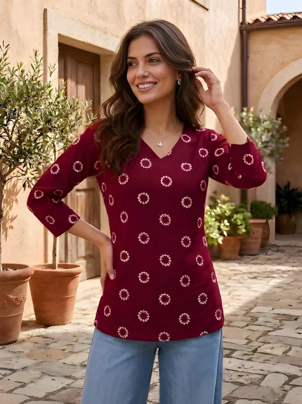 Maroon_Cotton_Top_For_Women