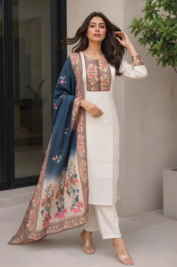 White_Roman_Silk_With_Pant_And_Dupatta