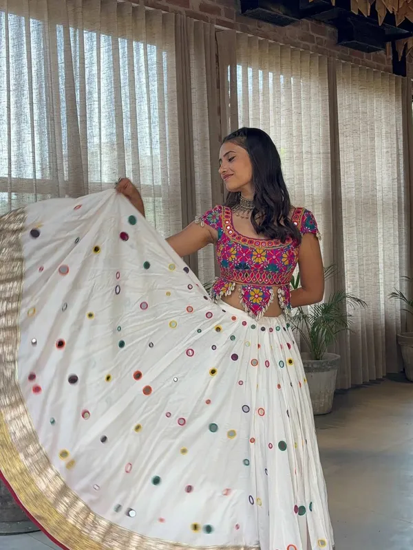Multicolor_Heavy_Tissue_Silk_Crop_Top_&_Skirt_Set_For_Women