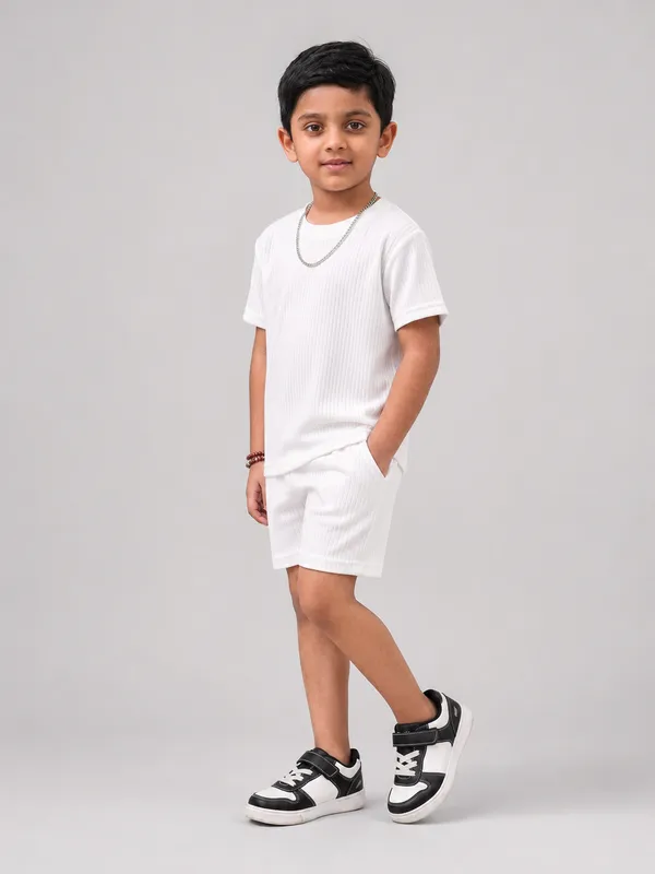 Boys_White_Plain_Ribbed_T-Shirt_&_Shorts_Co-ord_Set_for_Kids,_3–16_Years
