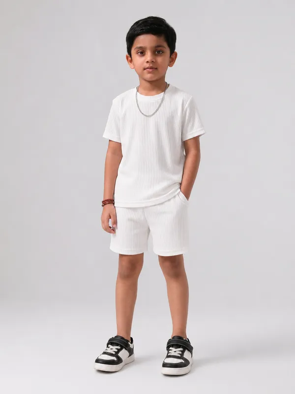 Boys_White_Plain_Ribbed_T-Shirt_&_Shorts_Co-ord_Set_for_Kids,_3–16_Years