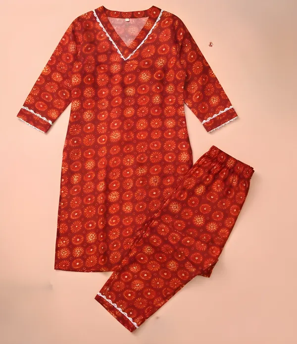 Woman_Red_Gota_Pati_Printed_Kurti_Pant
