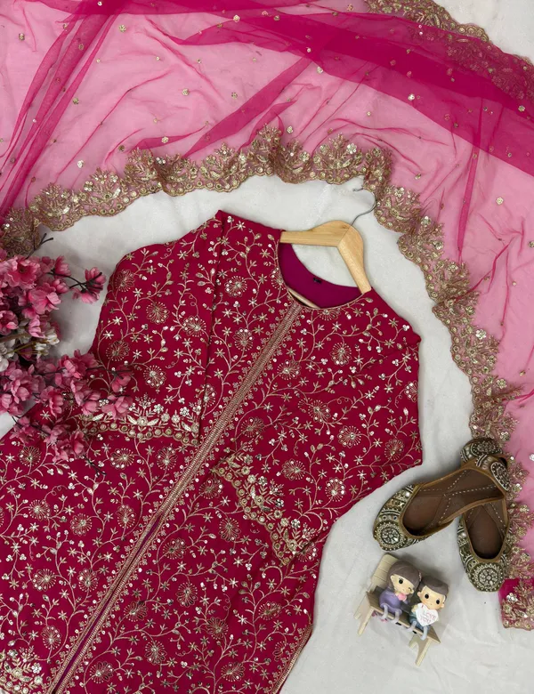 Magenta_Heavy_Chinon_Silk_Suit_Set_For_Women