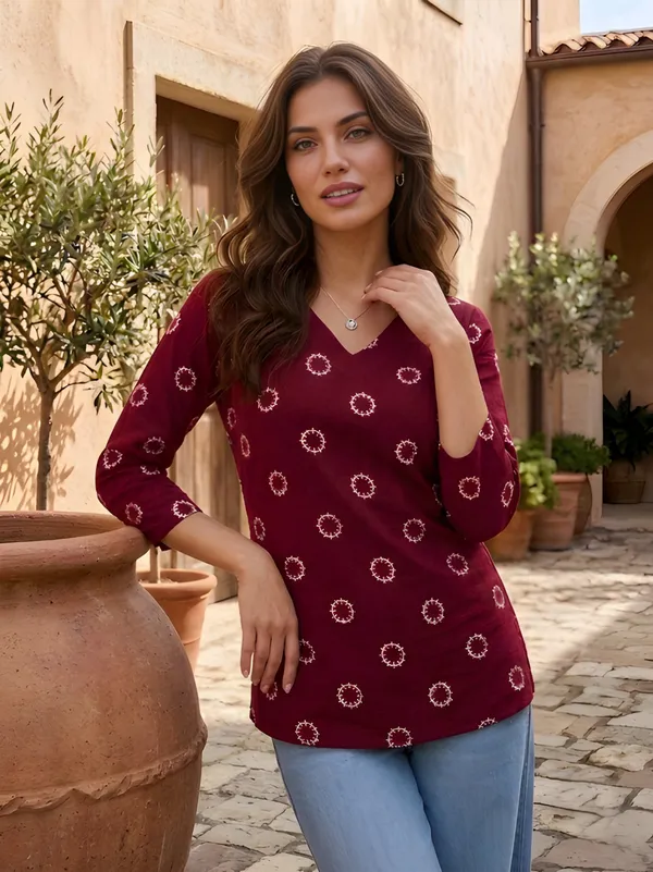 Maroon_Cotton_Top_For_Women