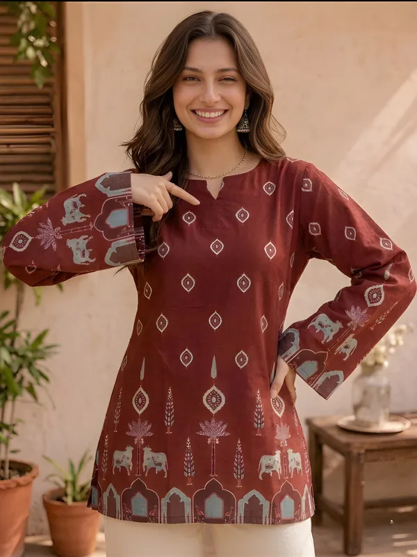Maroon_Cotton_Kurta_For_Women