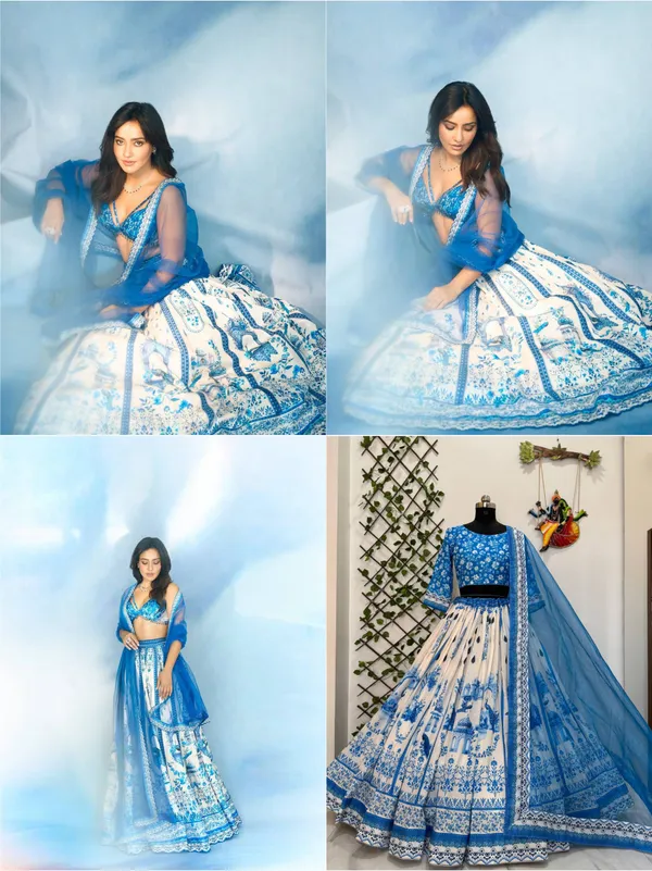 Blue_&_White_Heavy_Muslin_Cotton_Lehenga_Choli_For_Women