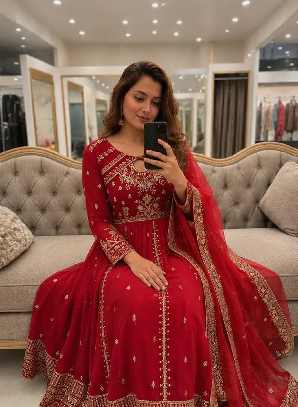 Red_Vichitra_Silk_Anarkali_Suit_Set_For_Women