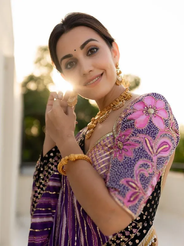 Black_&_Purple_Heavy_Malai_Silk_Lehenga_Choli_For_Women