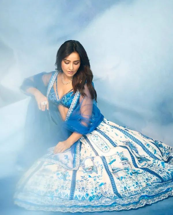 Blue_&_White_Heavy_Muslin_Cotton_Lehenga_Choli_For_Women
