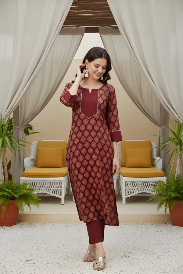 Maroon_Cotton_Kurta_Set_For_Women