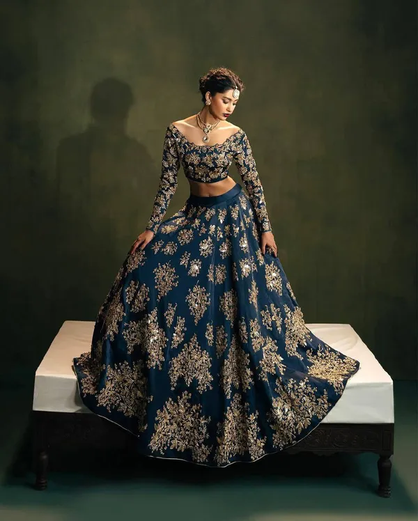 Navy_Blue_Heavy_Faux_Georgette_Lehenga_Choli_For_Women