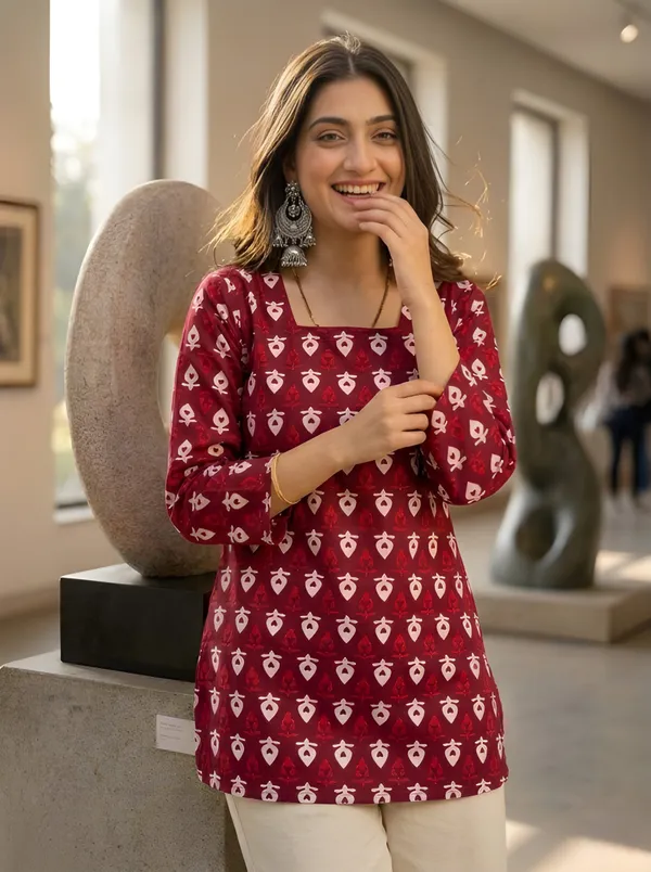 Maroon_Cotton_Tunic_For_Women