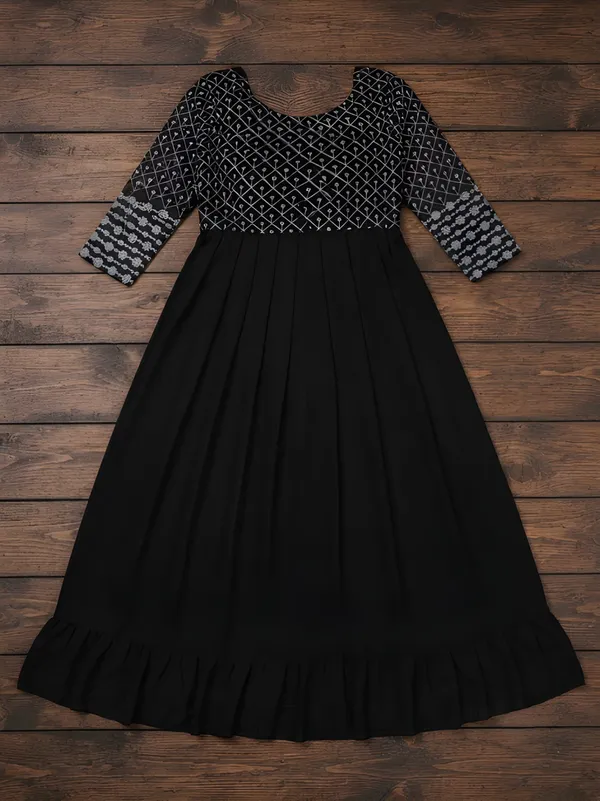 Woman_Black_Embroidered_Georgette_Anarkali_Gown