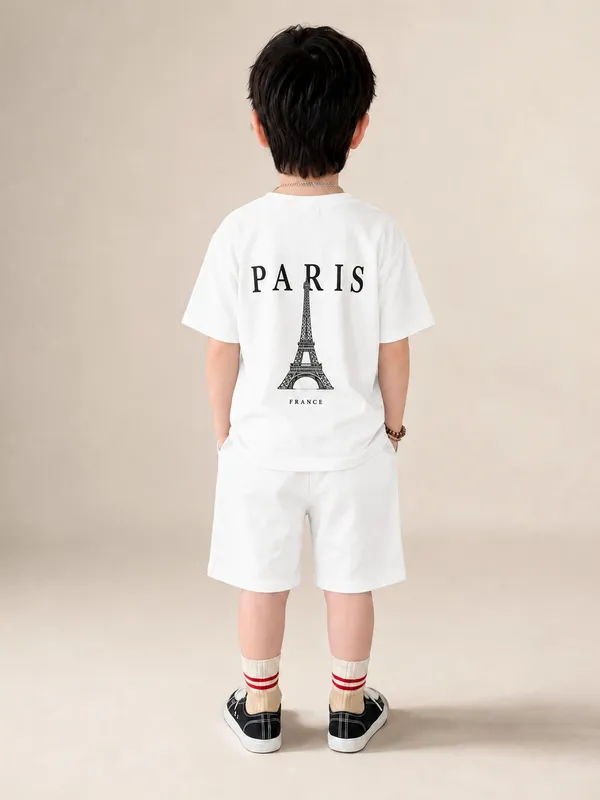 Boys_White_Paris_Eiffel_Tower_Printed_T-Shirt_&_Shorts_Co-ord_Set_for_Kids,_3–16_Years