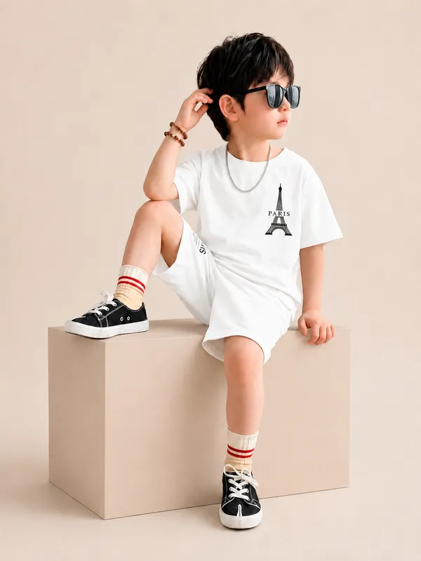 Boys_White_Paris_Eiffel_Tower_Printed_T-Shirt_&_Shorts_Co-ord_Set_for_Kids,_3–16_Years