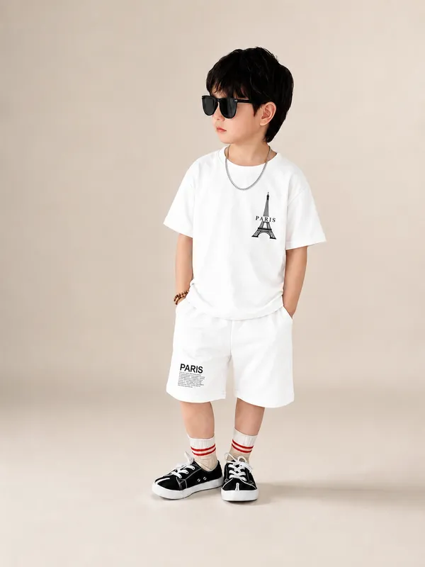 Boys_White_Paris_Eiffel_Tower_Printed_T-Shirt_&_Shorts_Co-ord_Set_for_Kids,_3–16_Years