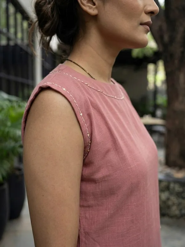 Peach_Soft_Cotton_Solid_Kurta_Palazzo_Set