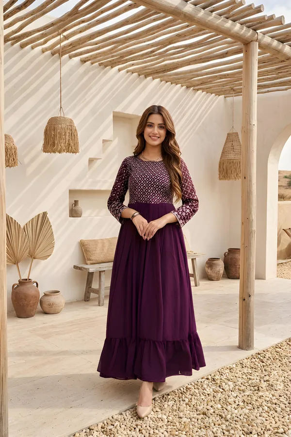 Woman_Wine_Embroidered_Georgette_Anarkali_Gown