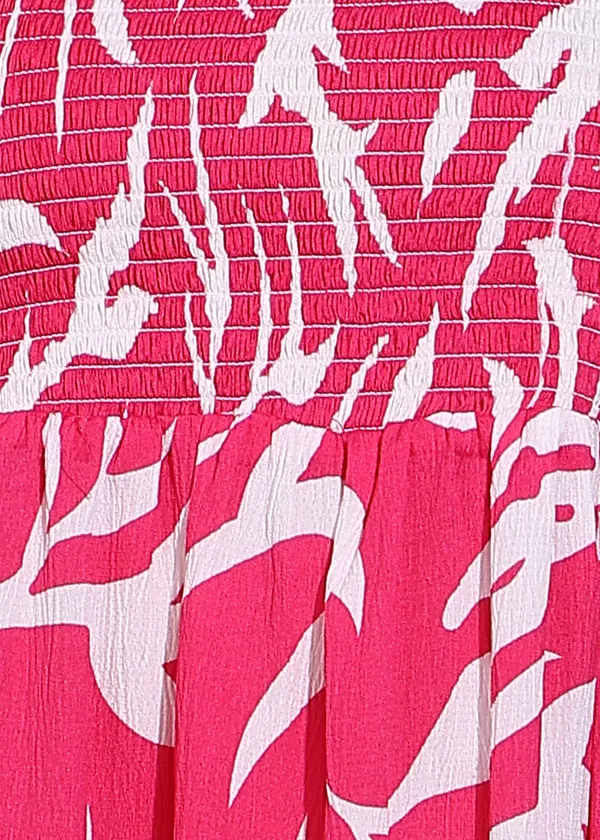 Women_Ladies_Pink_Printed_Midi_Dress,_Western_Wear_Fit_and_Flare_A-Line_Dress_with_Puff_Sleeves