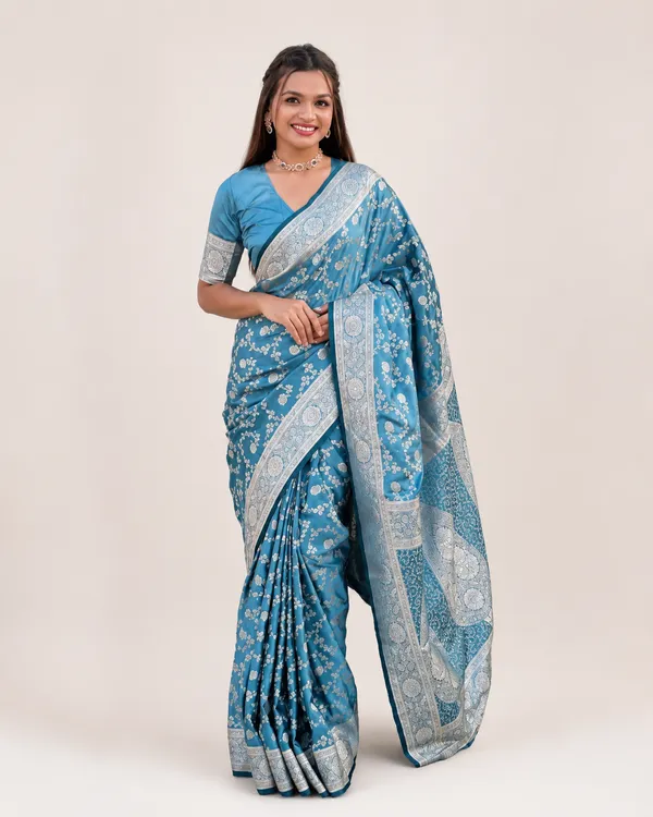 Women_Ladies_Turquoise_Blue_Soft_Lichi_Silk_Saree_with_Rich_Pallu_and_Jacquard_Work,_Running_Blouse_Piece
