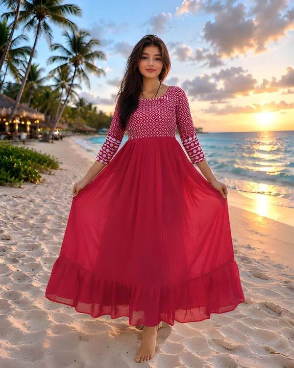 Woman_Pink_Embroidered_Georgette_Anarkali_Gown