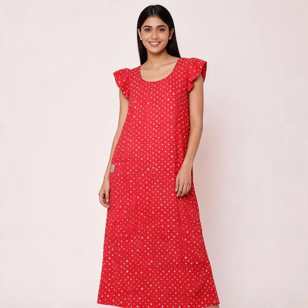 Red_Cotton_Relaxed_Sleeveless_Nighty_For_Women