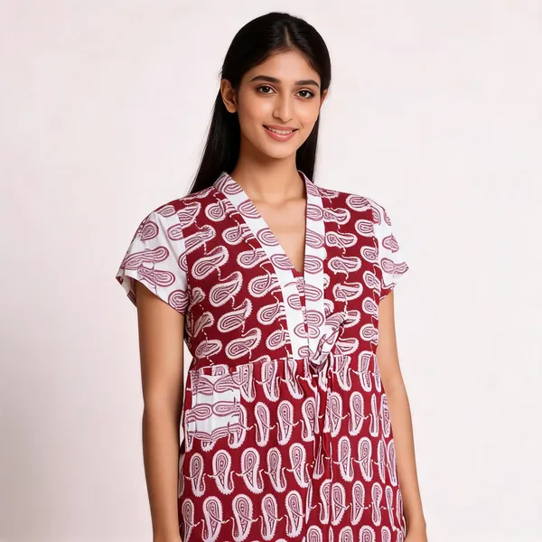 Maroon_Cotton_Paisley_Print_Front_Open_Nighty_For_Women