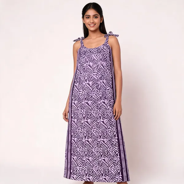 Purple_Cotton_Batik_Print_Shoulder_Tie_Maxi_Dress_For_Women