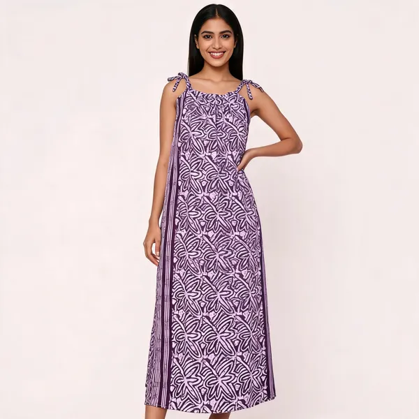 Purple_Cotton_Batik_Print_Shoulder_Tie_Maxi_Dress_For_Women
