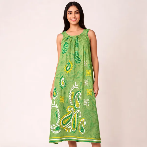 Green_Cotton_Printed_Sleeveless_Nighty_For_Women