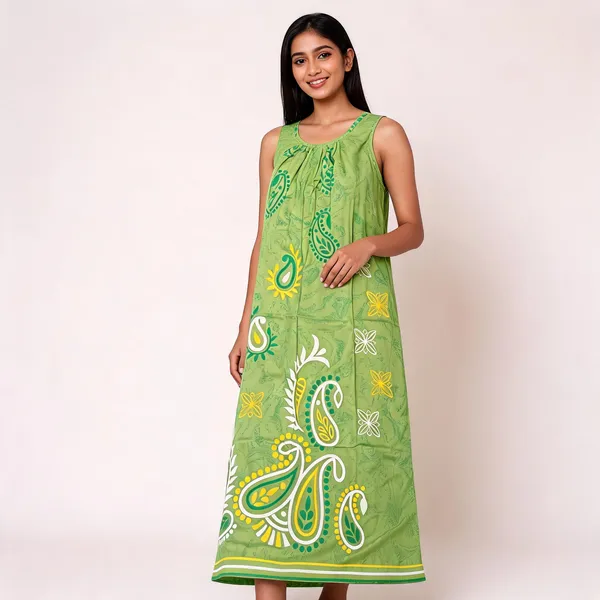Green_Cotton_Printed_Sleeveless_Nighty_For_Women