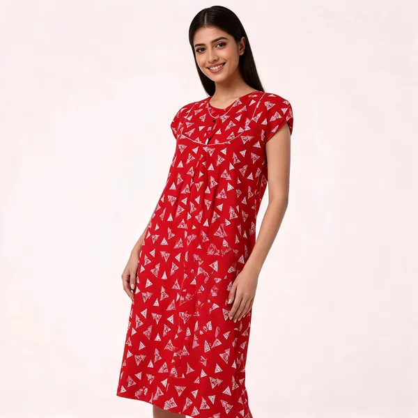 Red_Cotton_Printed_Cap_Sleeve_Nighty_For_Women