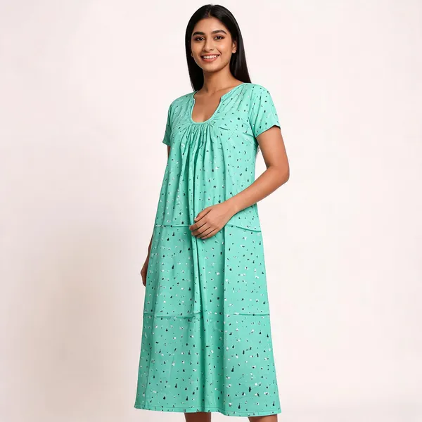 Green_Cotton_Floral_Print_Nighty_For_Women