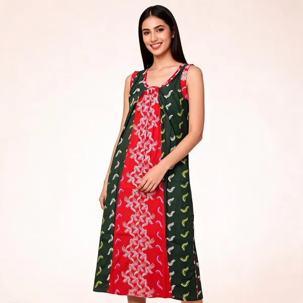 Green_Red_Cotton_Paisley_Print_Sleeveless_Nighty_For_Women