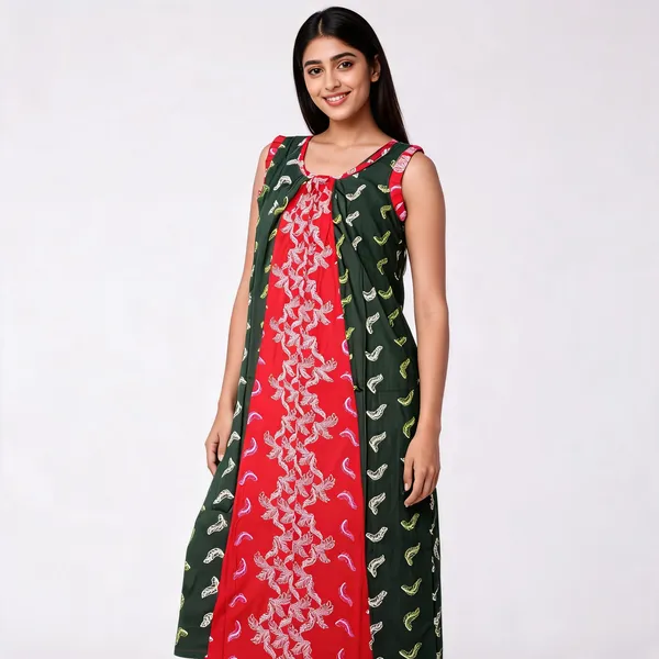 Green_Red_Cotton_Paisley_Print_Sleeveless_Nighty_For_Women