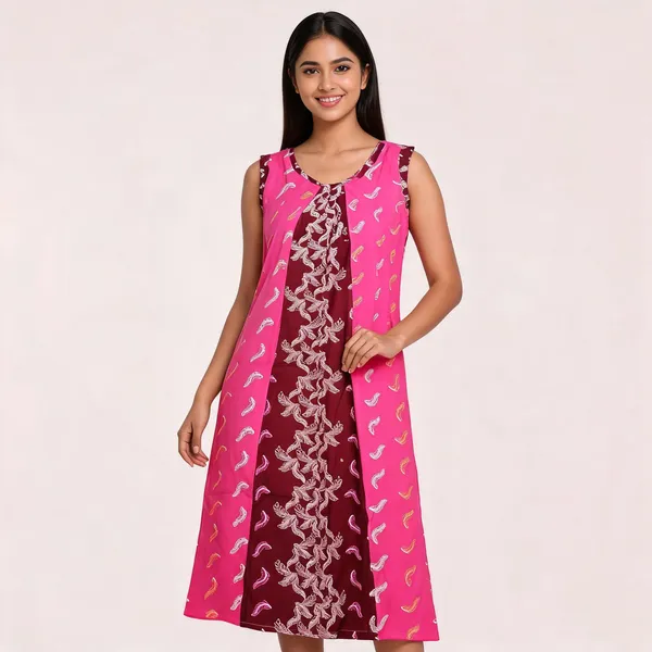 Pink_Cotton_Sleeveless_A-Line_Paisley_Print_Nighty_For_Women