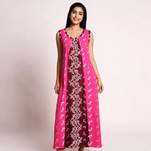 Pink_Cotton_Sleeveless_A-Line_Paisley_Print_Nighty_For_Women