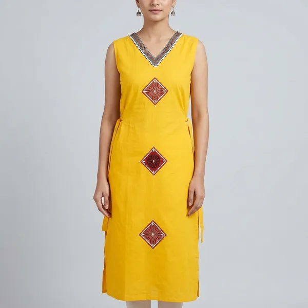 Yellow_Cotton_Sleeveless_Embroidered_A-Line_Nighty_For_Women