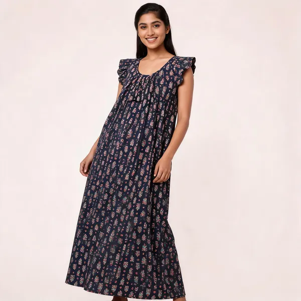 Navy_Blue_Cotton_Loose_Fit_Ethnic_Print_Maxi_Dress_For_Women