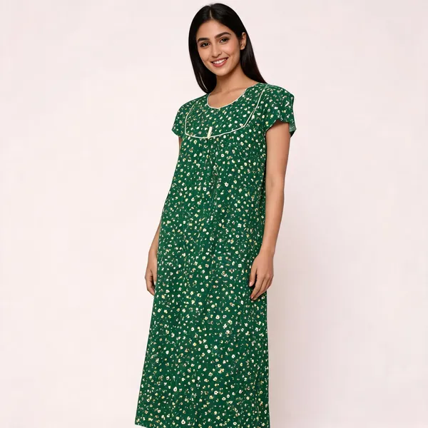 Green_Floral_Print_Cotton_Nighty_For_Women